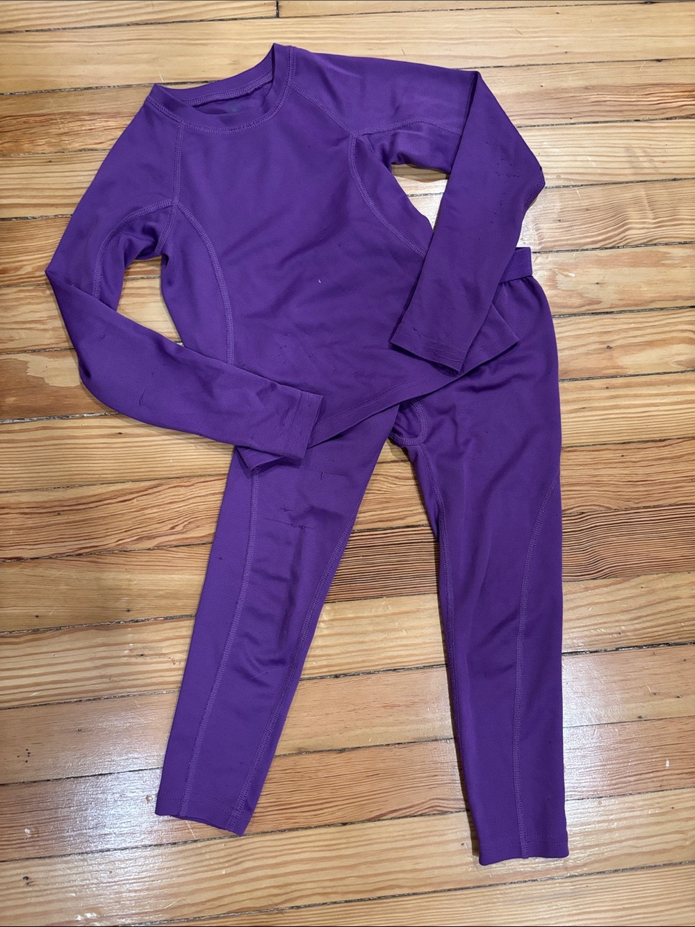 Lands' End Kids Solid Purple Long-Sleeve Pajama Set - Deep Purple